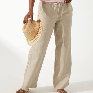 Tommy Bahama Beige Wide Leg Linen Pants